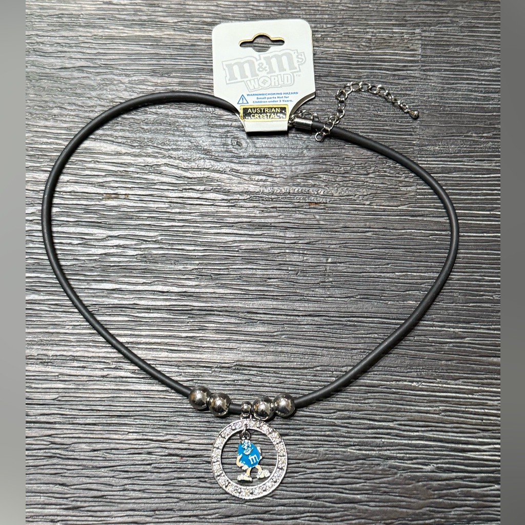 M&M's Blue Circle Necklace (Official Licensed Product) Jewelry Austrian Crystal